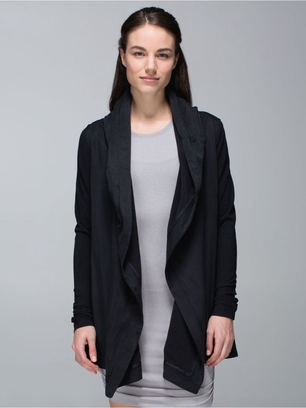 Lululemon Blissed Out Wrap Black Asymmetrical Hooded Sweater Size 6 - Picture 2 of 14